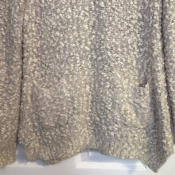 Katsumi White and Gray Popcorn Textured Sweater Front Pockets Size Small - Picture 3 of 6